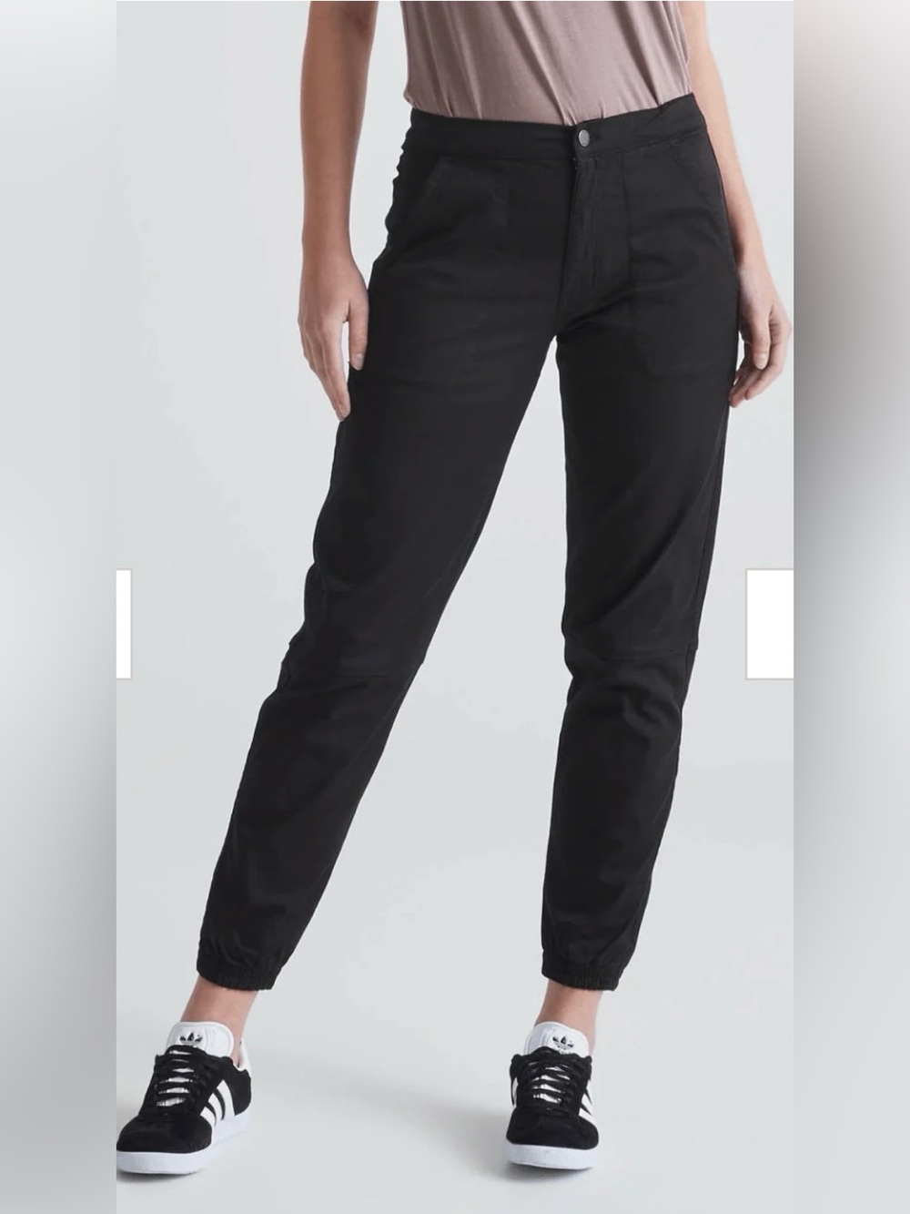 DSTLD Black Jogger Pants with Zipper Detail at Bottom